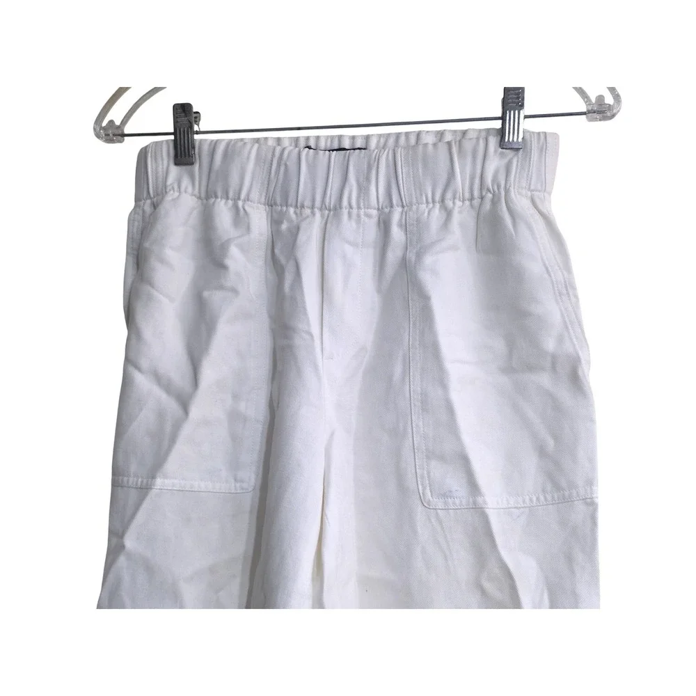 Banana Republic White Linen Blend Elastic Waist Patch Pocket Pants XS High Rise